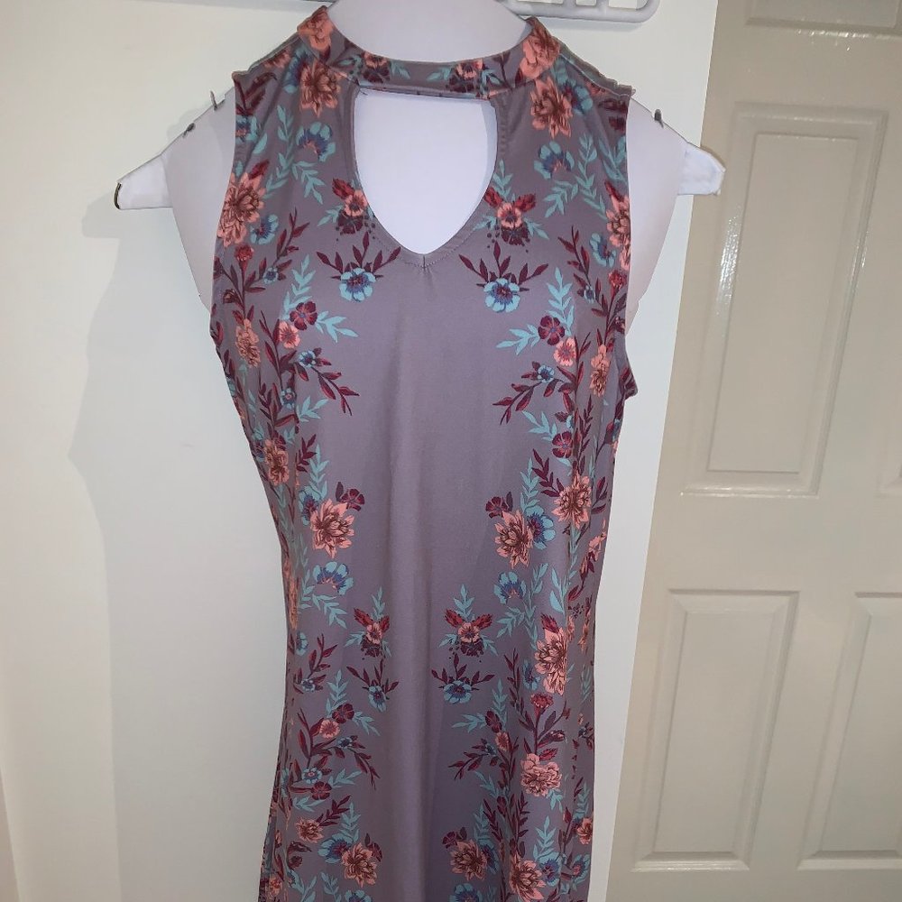 Junior Light Purple Flowered Swing Dress